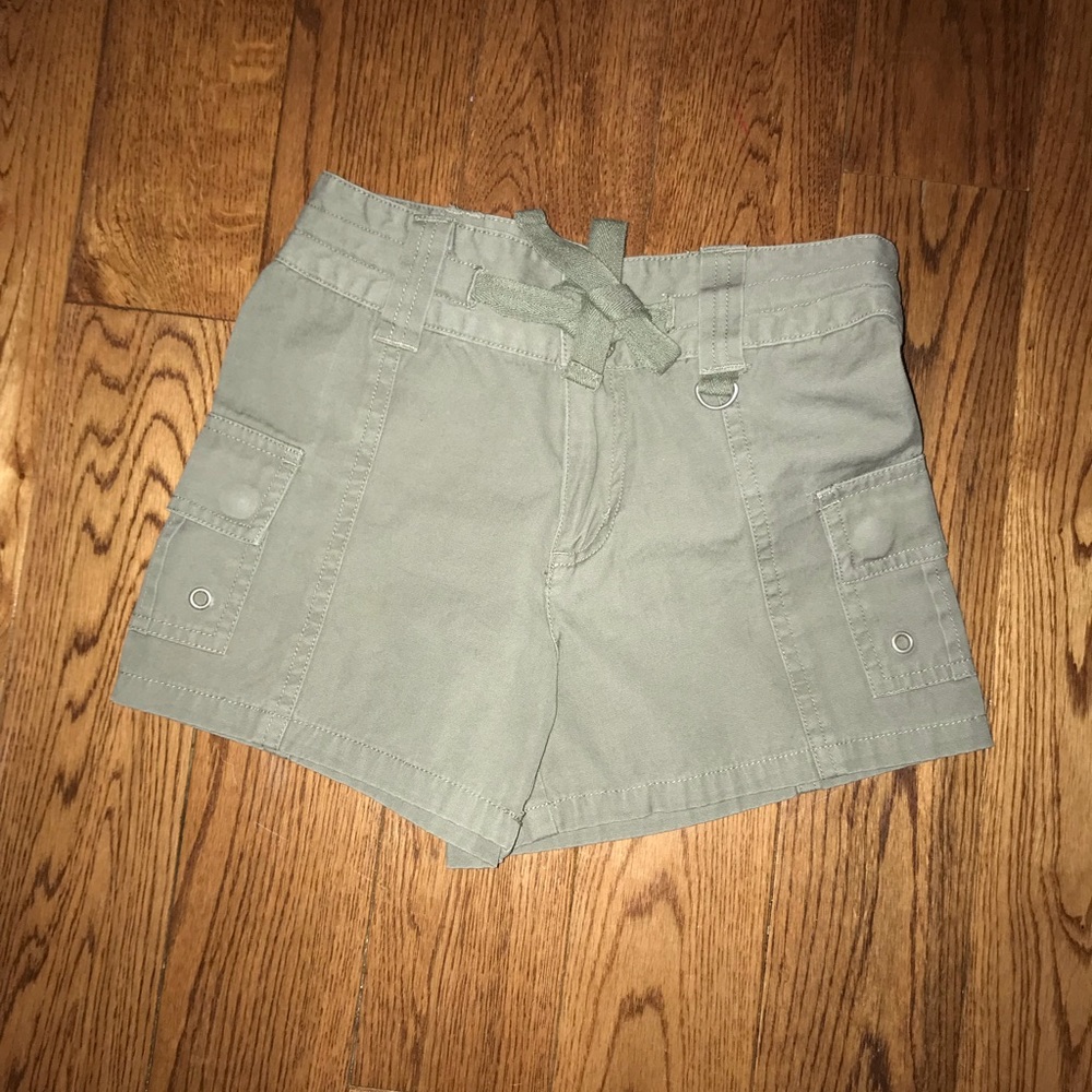 Little girls army green cargo cotton shorts